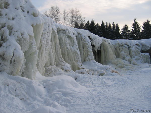 Jägala waterfall frozen.