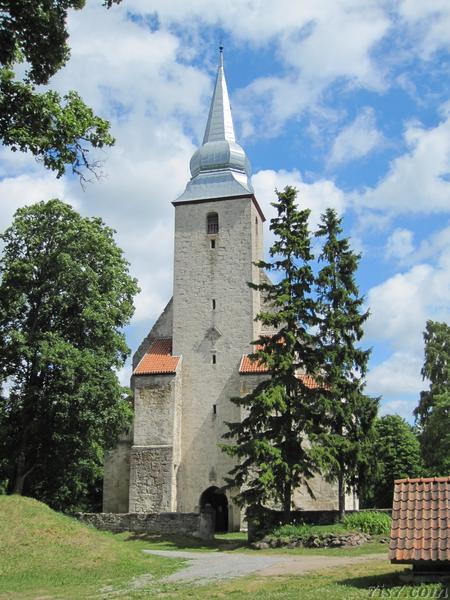 Kaarma church tower in summer