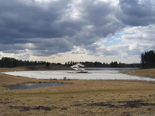 Stage on a lake in winter