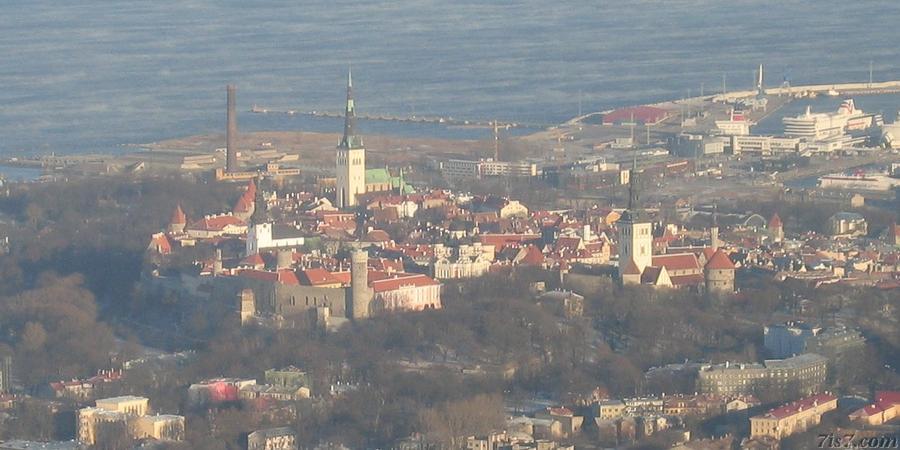 Photo of Tallinn's Old Town from the 
air.