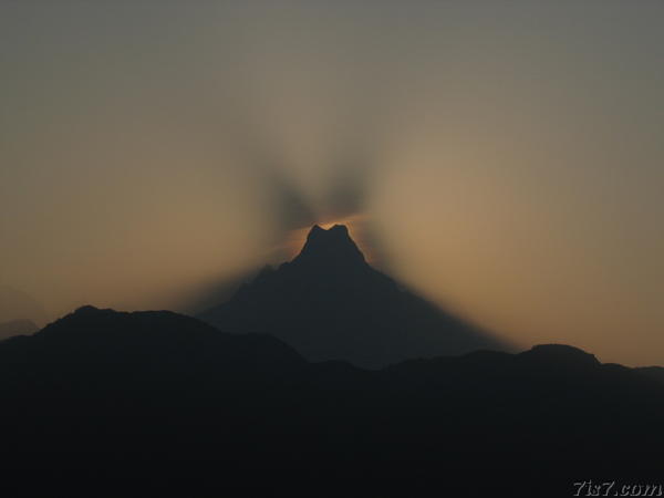 Sunrise behind Fishtail from Poon Hill
